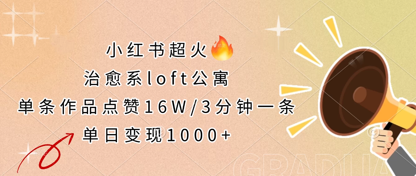 小红书超火的治愈系loft公寓，单条作品点赞16W，3分钟一条，单日变现1000+ 第1张