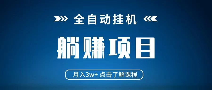 全自动挂机项目 月入3w+ 真正躺平项目 不吃电脑配置 当天见收益 第1张