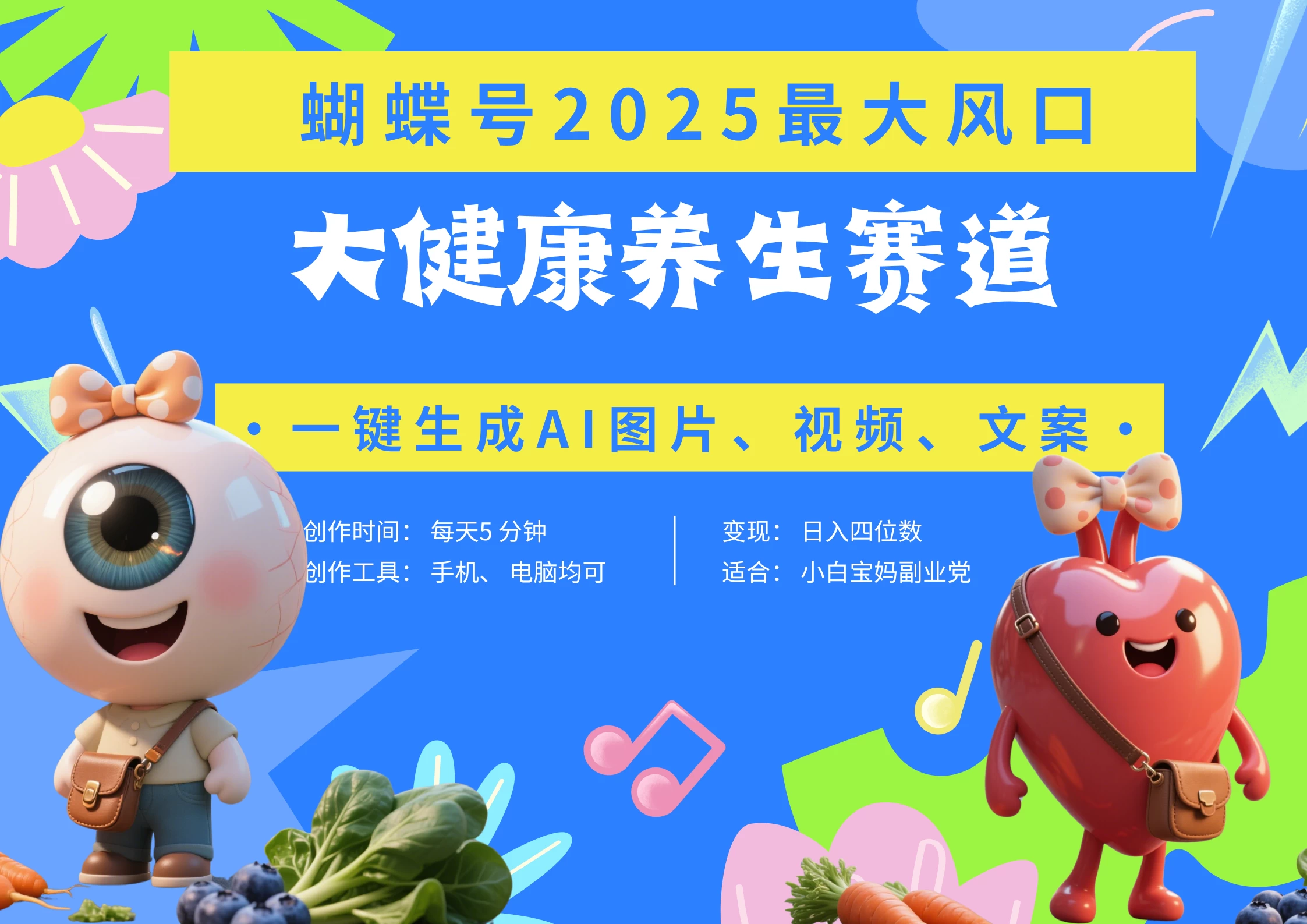 蝴蝶号器官养生赛道+豆包 AI快速产出爆款视频 起号快 带货超级猛 每天仅需五分钟 变现路子广 日入五位数 小白 宝妈 上班族副业 轻松躺赚 第1张